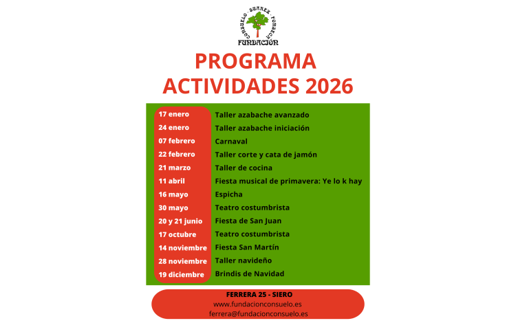 Programaci&oacute;n actividades 2026