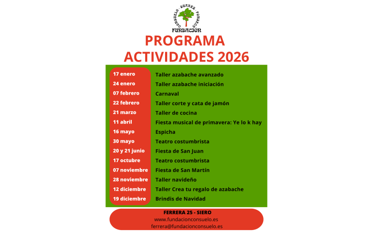Programaci&oacute;n actividades 2026